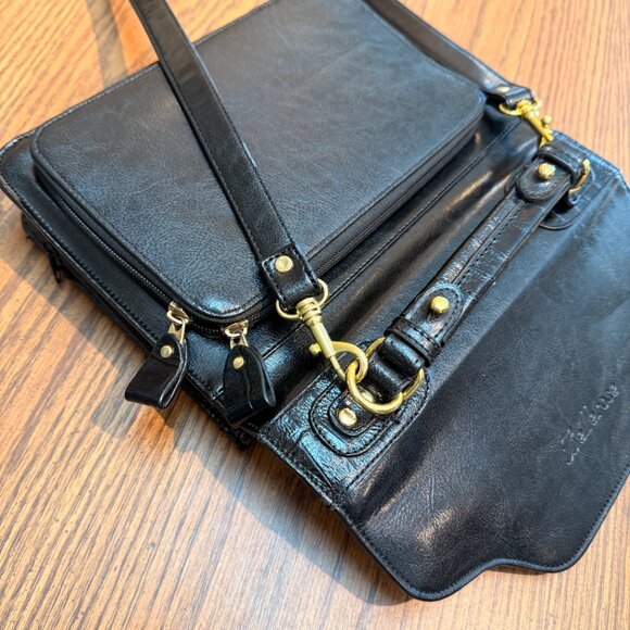 Bellerose Black Leather Satchel | European Croc-Embossed | Vintage - So Unique! - Picture 10 of 14